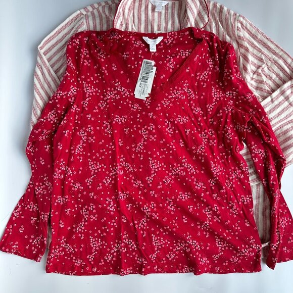 Charter Club & Gap Body Women's Size Large Set of 3 Holiday Red Long Sleeve PJ - Picture 6 of 8